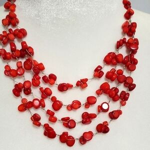 Lucus Lemeth Red Multi-Strand Vintage Coral Necklace